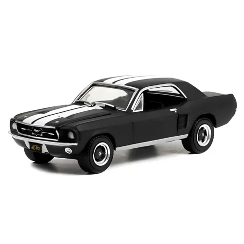 Greenlight 1:64 1967 Ford Mustang Coupe In Black With White Stripes