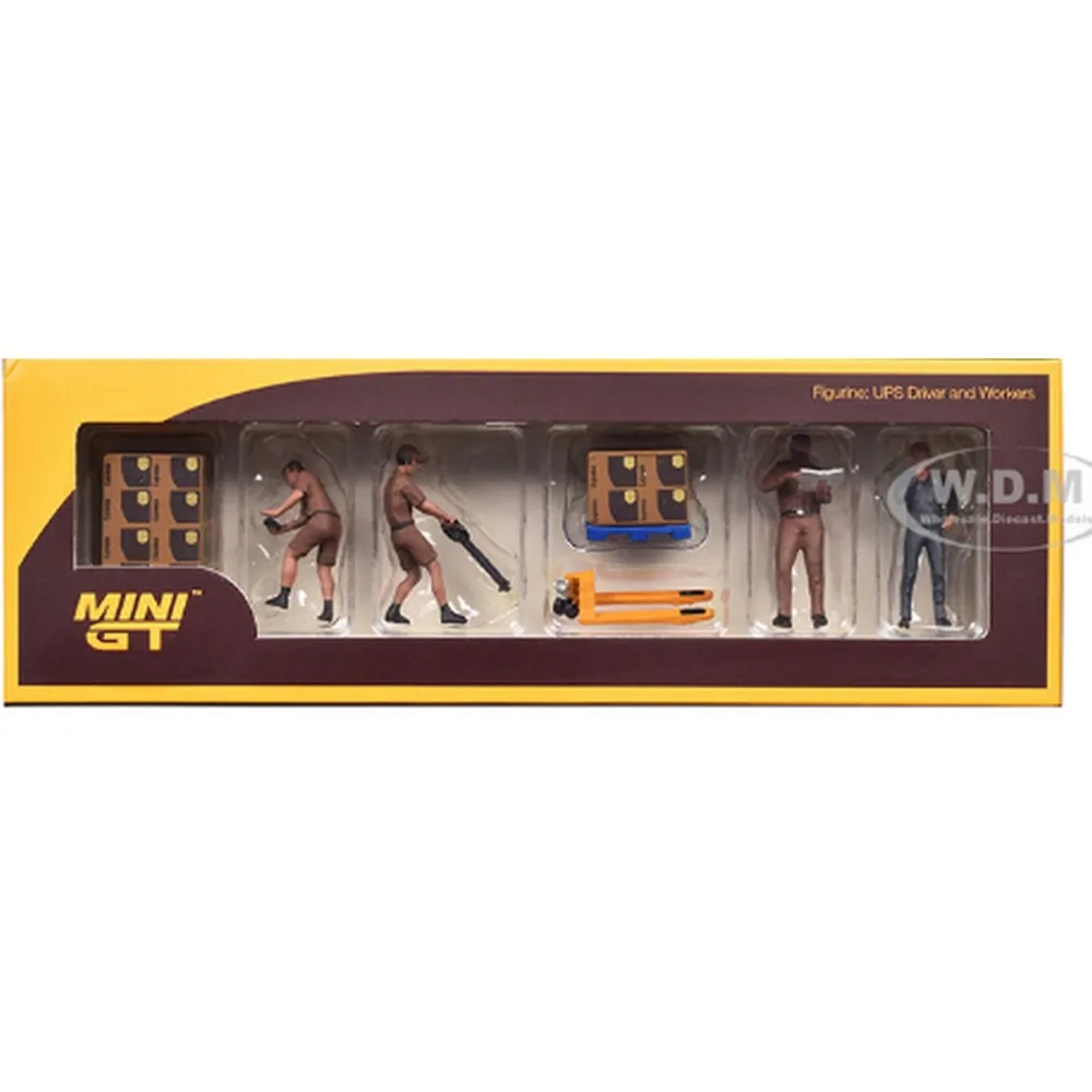 Mini Gt 1/64 Metal Figurine: UPS Driver and Workers