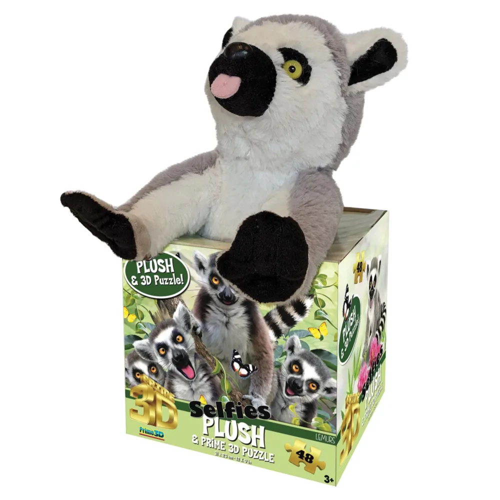 Prime 3D - Lemur Pelüş ve Selfie 48 Parça Puzzle 15801