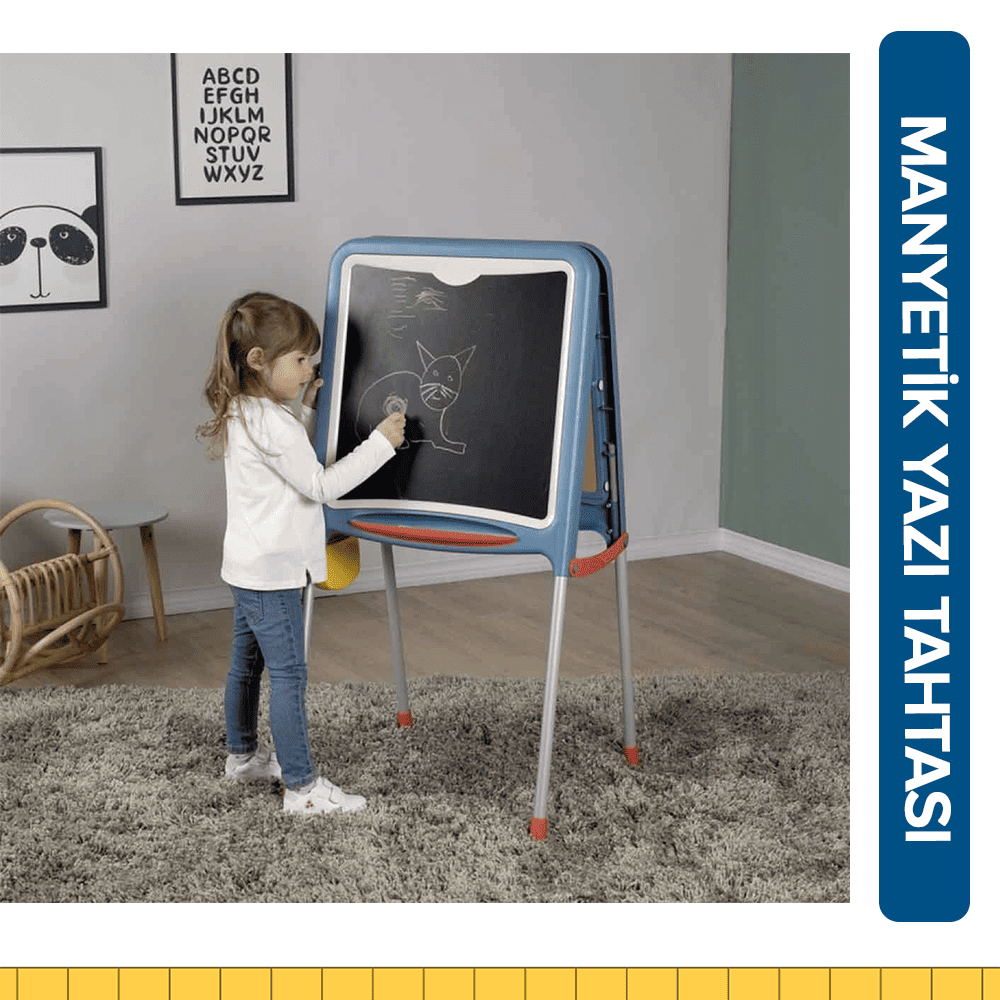 Eğlenceli ve Öğretici - Smoby Metal Ayaklı Çift Taraflı Manyetik Yazı Tahtası Seti