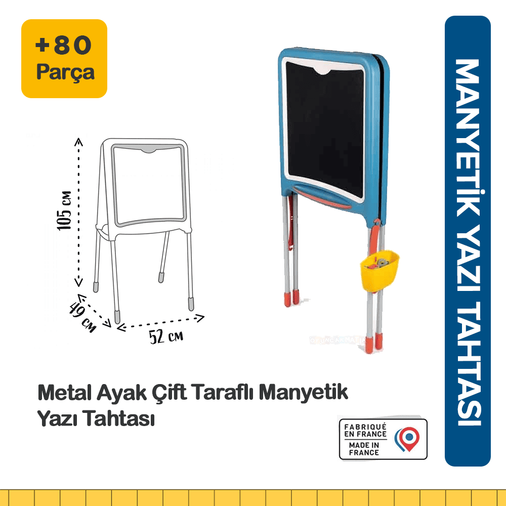 Eğlenceli ve Öğretici - Smoby Metal Ayaklı Çift Taraflı Manyetik Yazı Tahtası Seti
