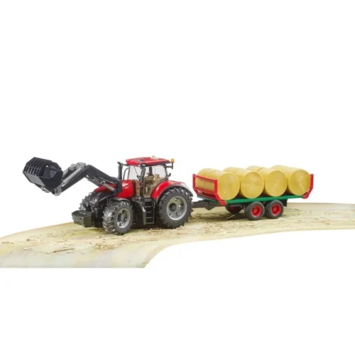 Case IH Optum 300 CVX Kepçeli Traktör ve Balya Taşıma Römorku 1:16 Model