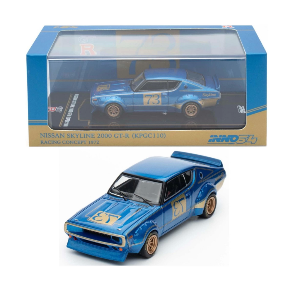 Inno 1/64 Nissan Skyline 2000 GT-R KPGC110 Racing Concept Blue