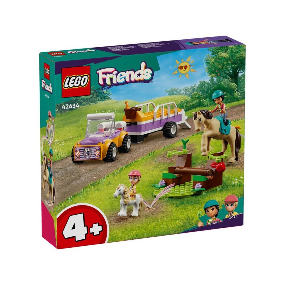 LEGO Friends At ve Midilli Römorku 42634 - 4 Yaş ve Üzeri Çocuklar için Liann ve Zoya Minifigürü İçeren Yaratıcı Oyuncak Yapım Seti